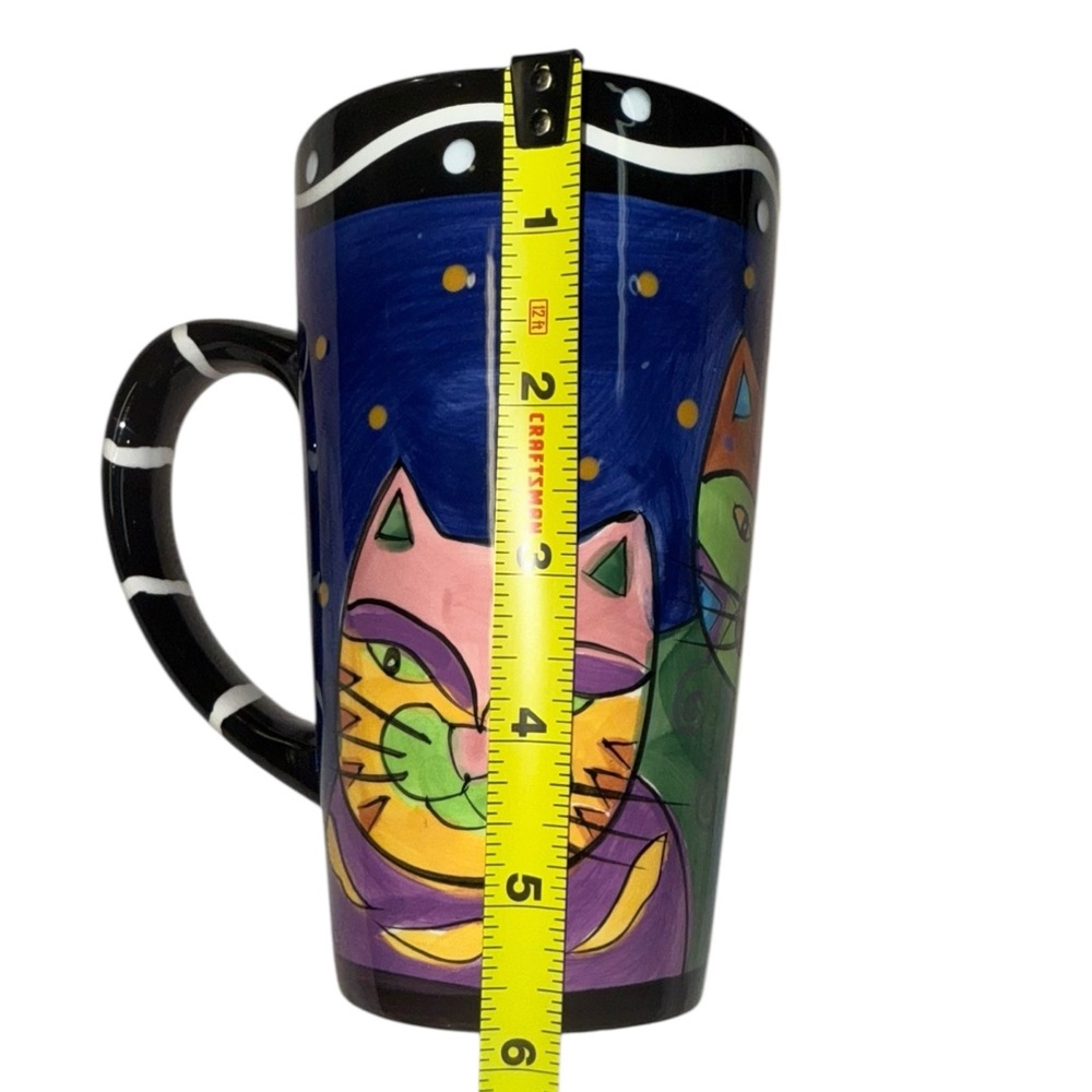 Hand Painted Milson & Louis Cat Mug – Whimsical Colorful Tall Coffee Cup - Picture 4 of 6